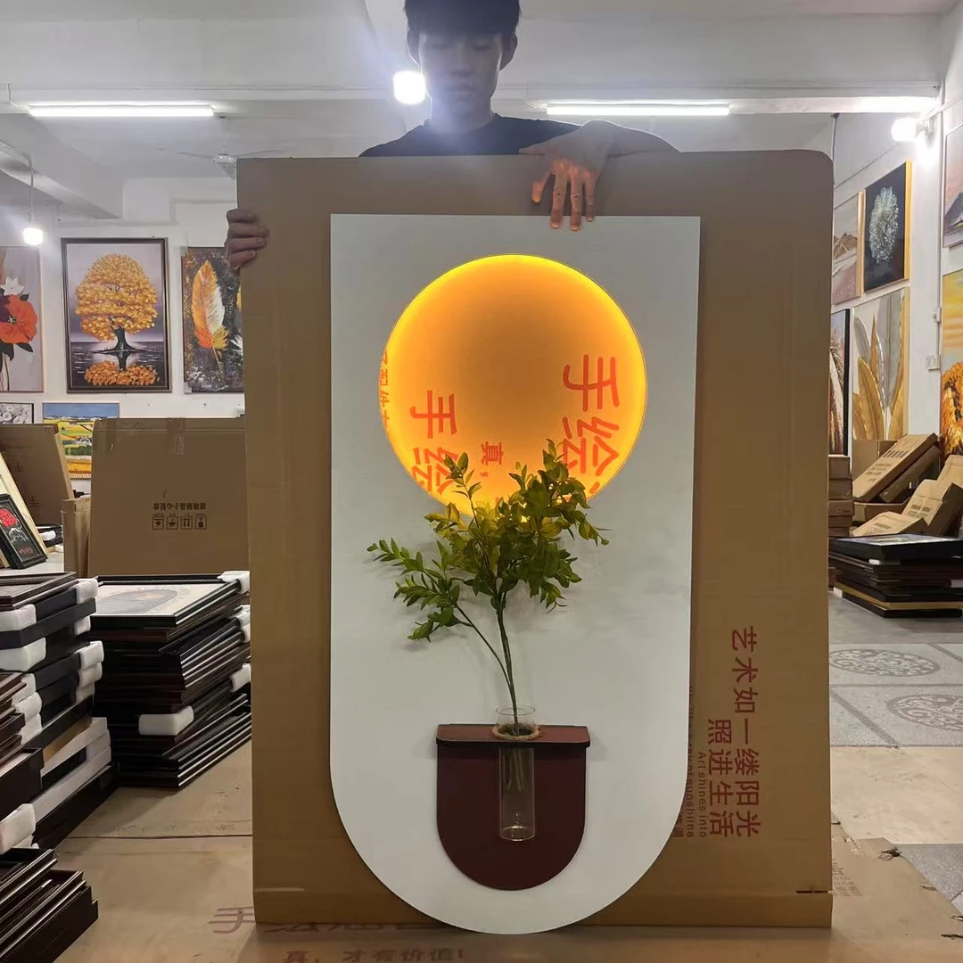 BB砂岩奶油风入户玄关装饰画水培灯画走廊过道挂画