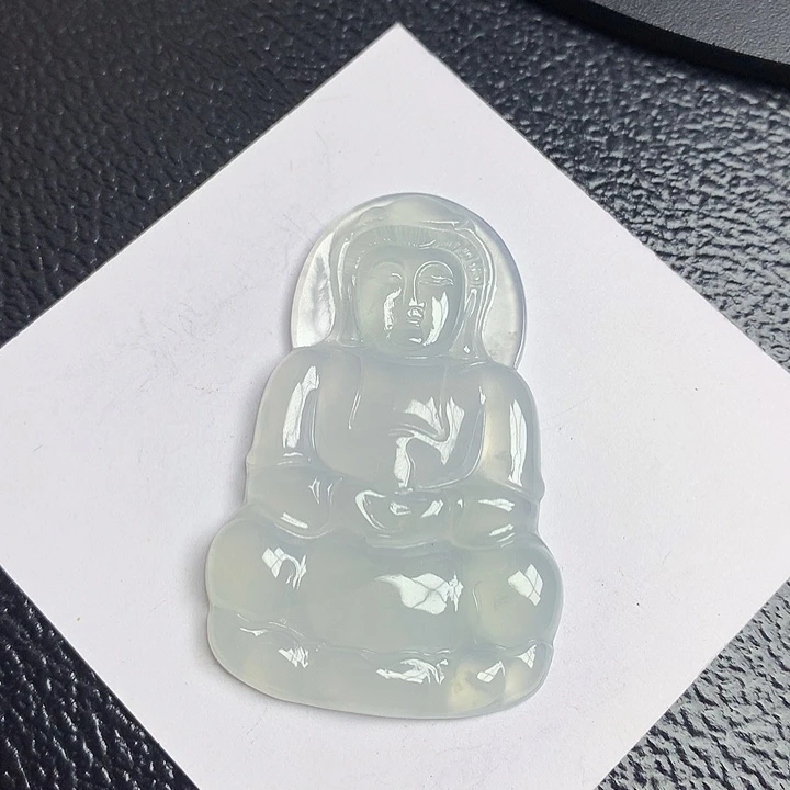 颈饰18K金镶嵌翡翠天然缅甸翡翠观音