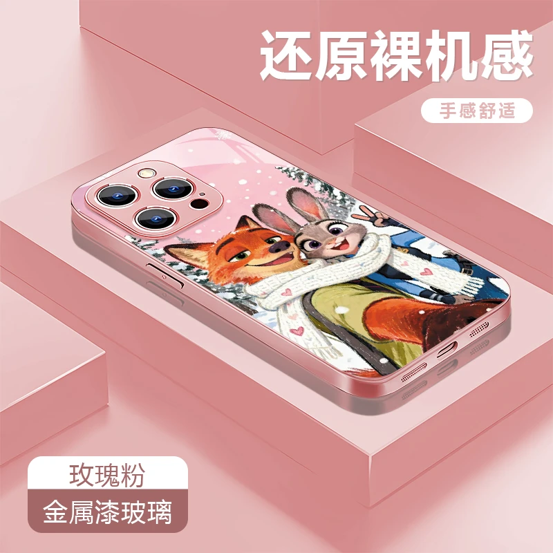 尼克朱迪适用苹果17/16华为P70/vivo/oppo金属漆玻璃防摔手机壳女