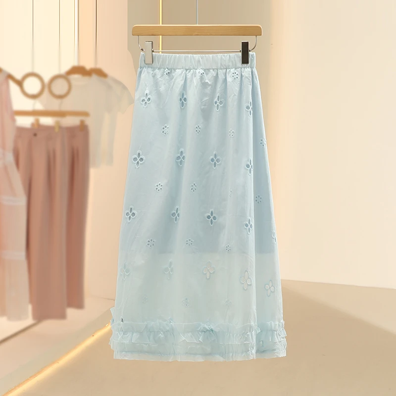 【芙】纯棉文艺刺绣小花气质半裙2025夏季新款设计感品牌女装