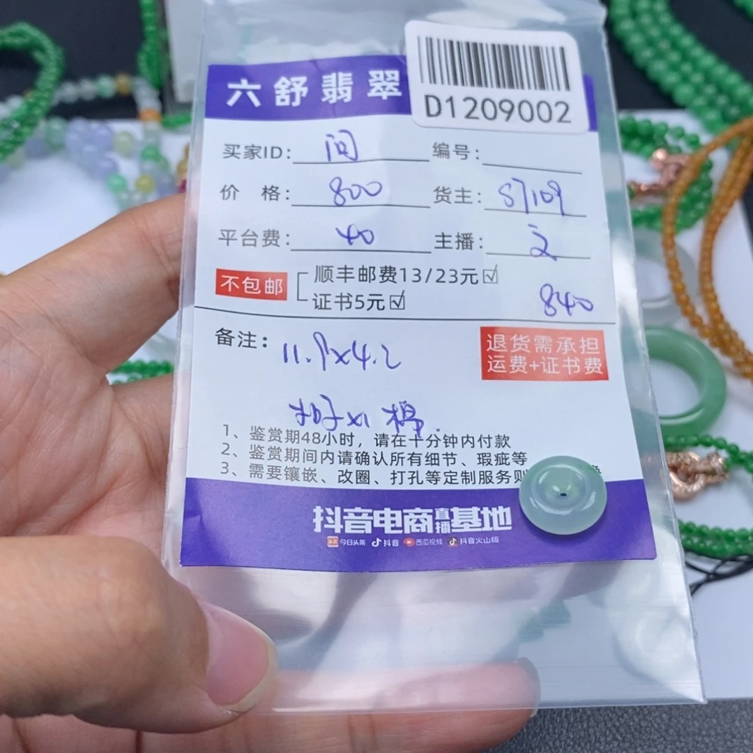 问****翡翠未镶嵌吊坠(不含链)D1209002