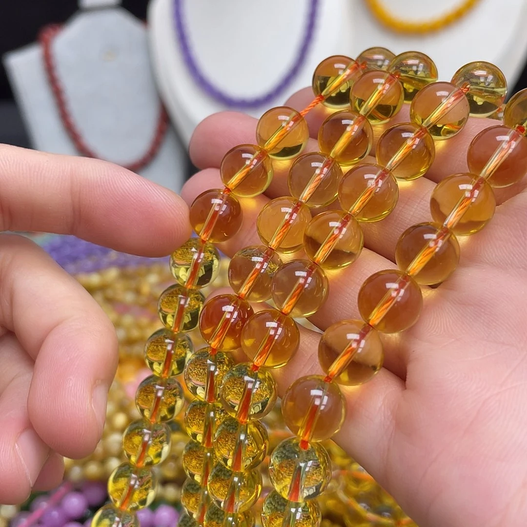 玛瑙/玉髓未镶嵌半成品7a黄水晶10m