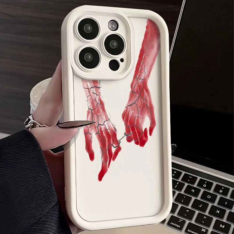 双手紧扣适用iphone16苹果手机壳15promax金刚砂14软13全包1211