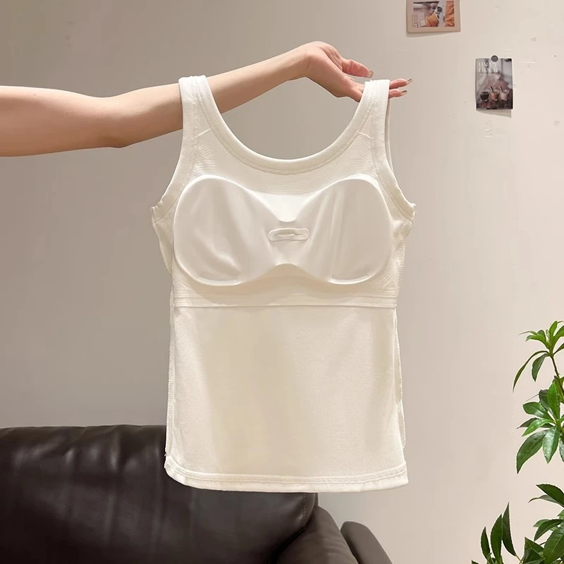 韩版简约带胸垫吊带背心女内搭小众外穿打底上衣修身短款美背内衣