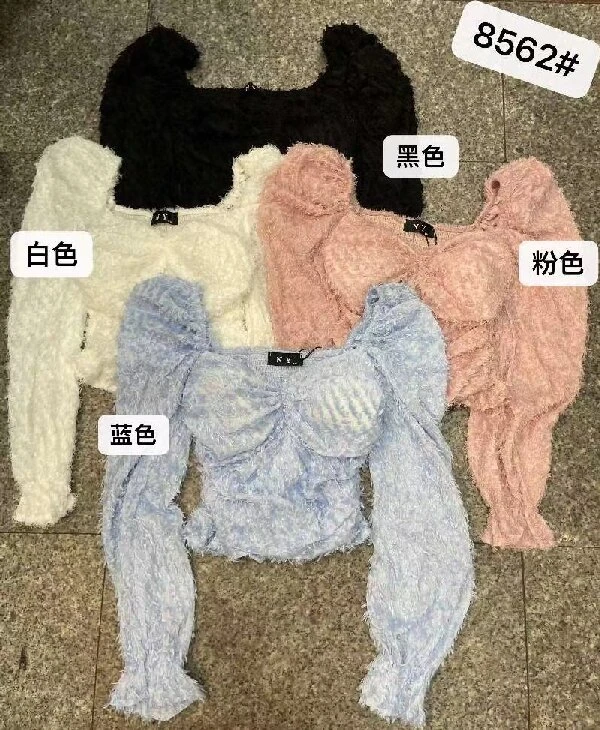 欧街-公主袖流苏上衣02186