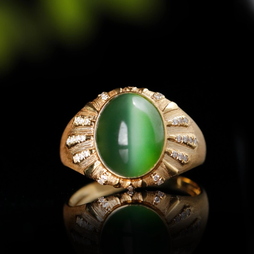 白玉世家星辰大海/18K金碧玉猫眼戒指