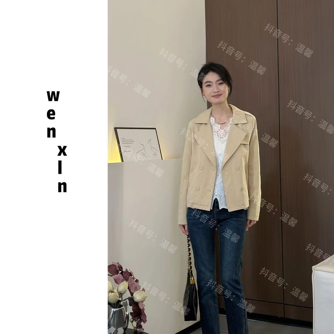 【温馨自制】纯棉短风衣外套女2025春秋新款韩版时尚小个子休闲百搭