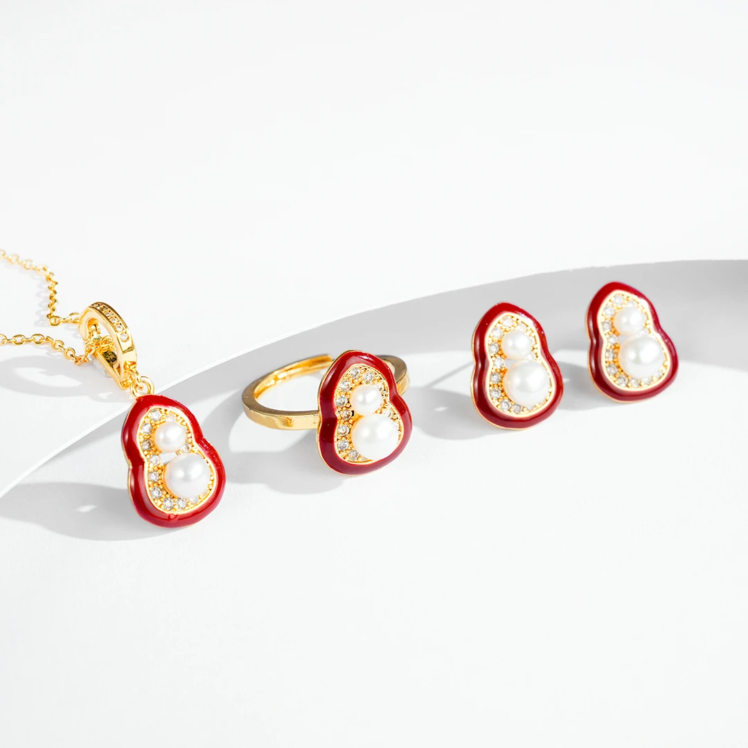 T103零米4-6mm 无核淡水珍珠吊坠耳钉戒指套装