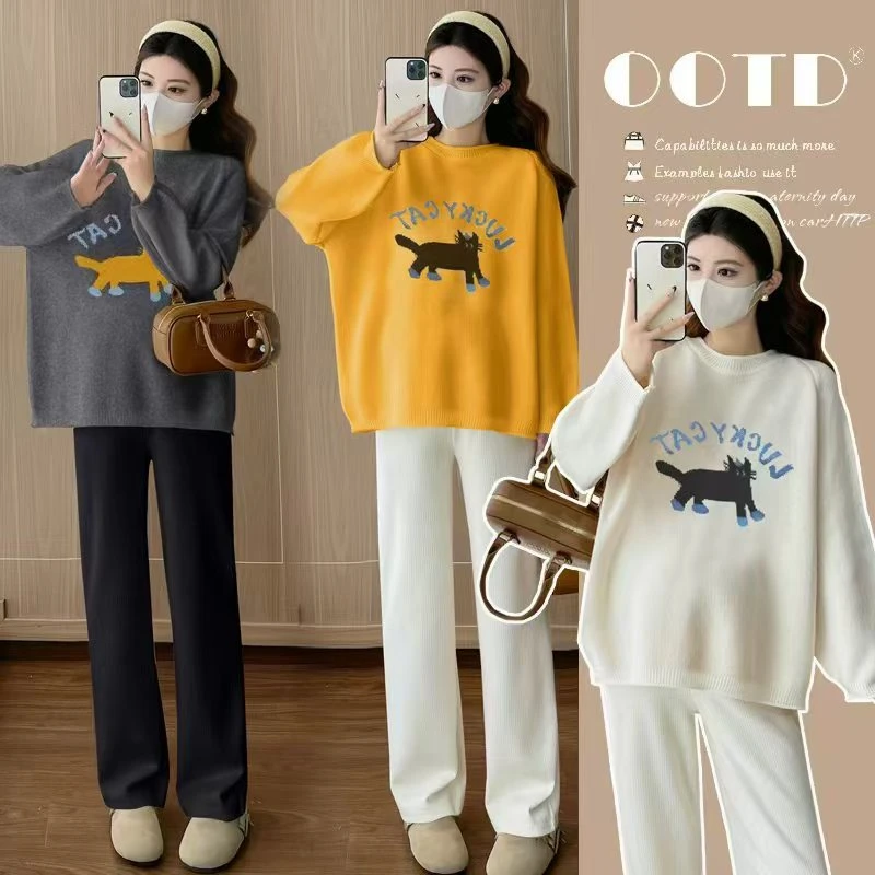 L580#10.18秋冬季孕妇韩版百搭减龄宽松大码显瘦针织毛衣