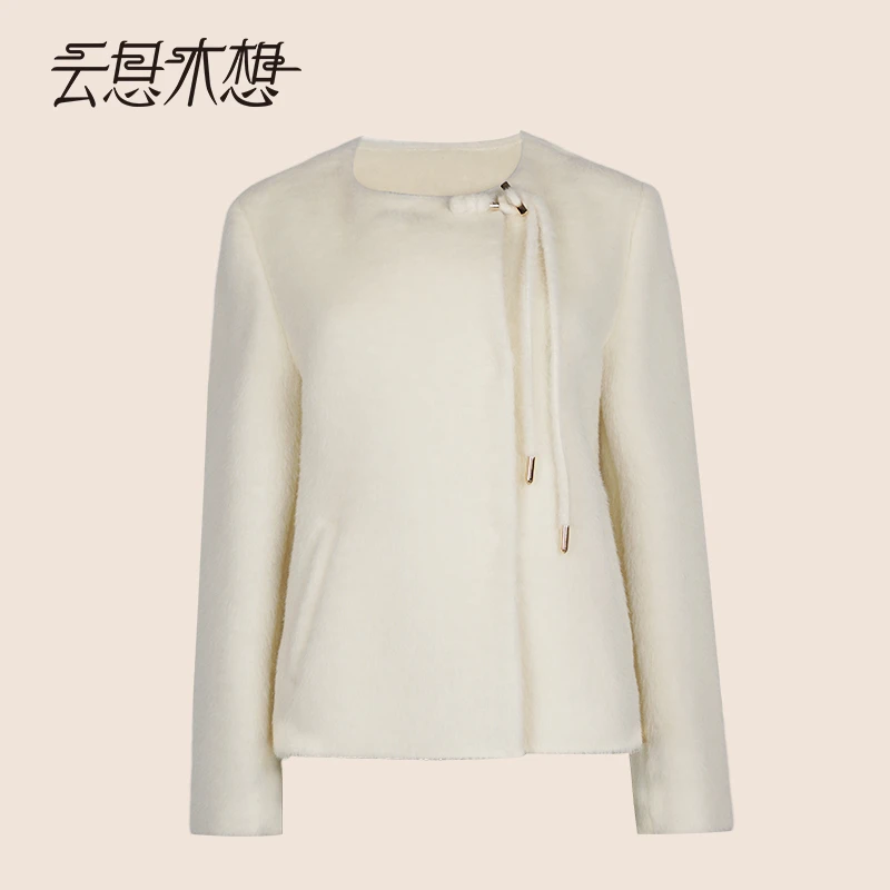 Ysimo-X云思木想秋新款长袖气质圆领女士短款毛呢外套14034