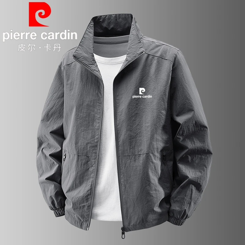 皮尔卡丹春季立领薄款夹克休闲夹克外套韩版潮流运动百搭上衣男