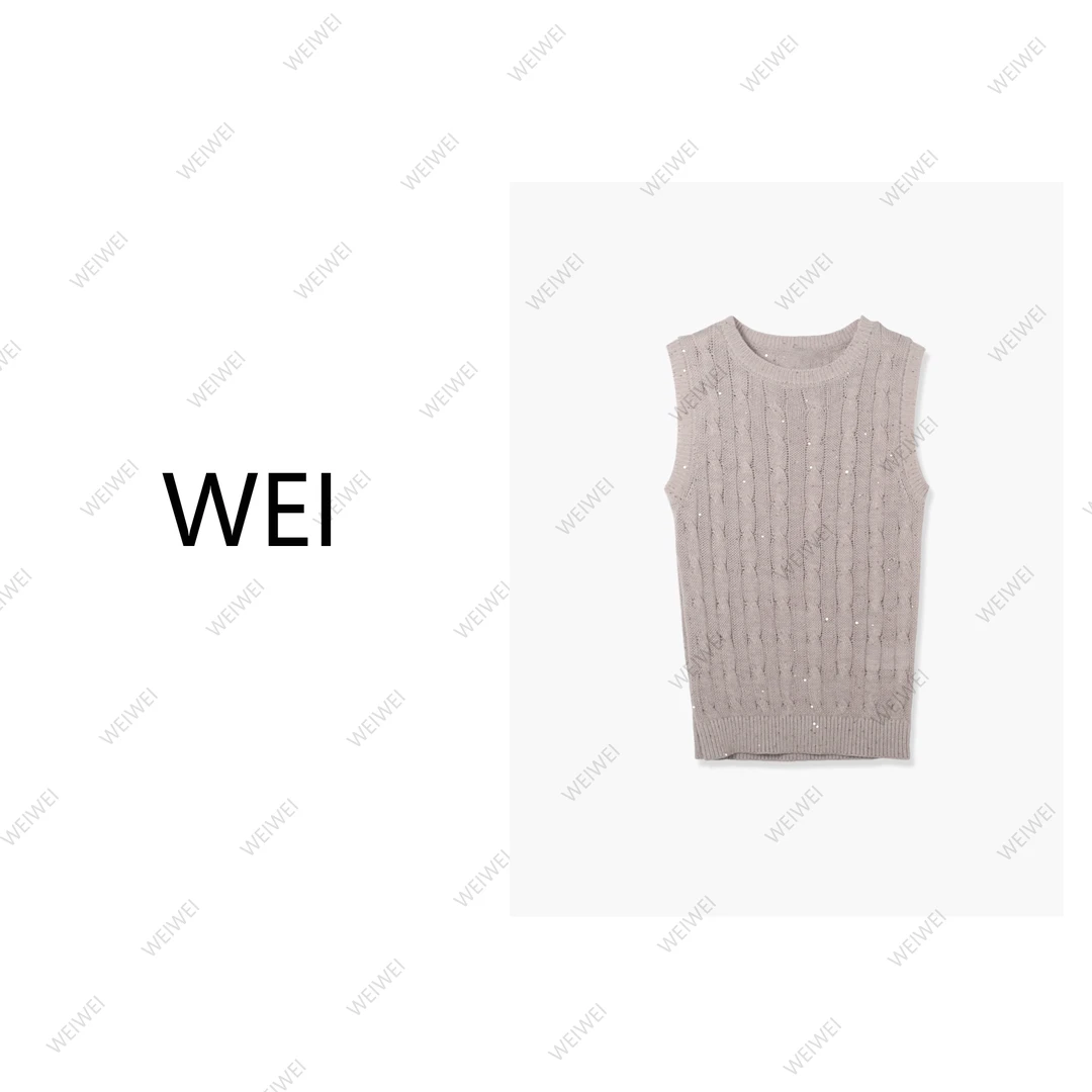 WEI【芋泥背心】极简风无袖套装女士镂空老钱气质BC风背心CW25CZ138