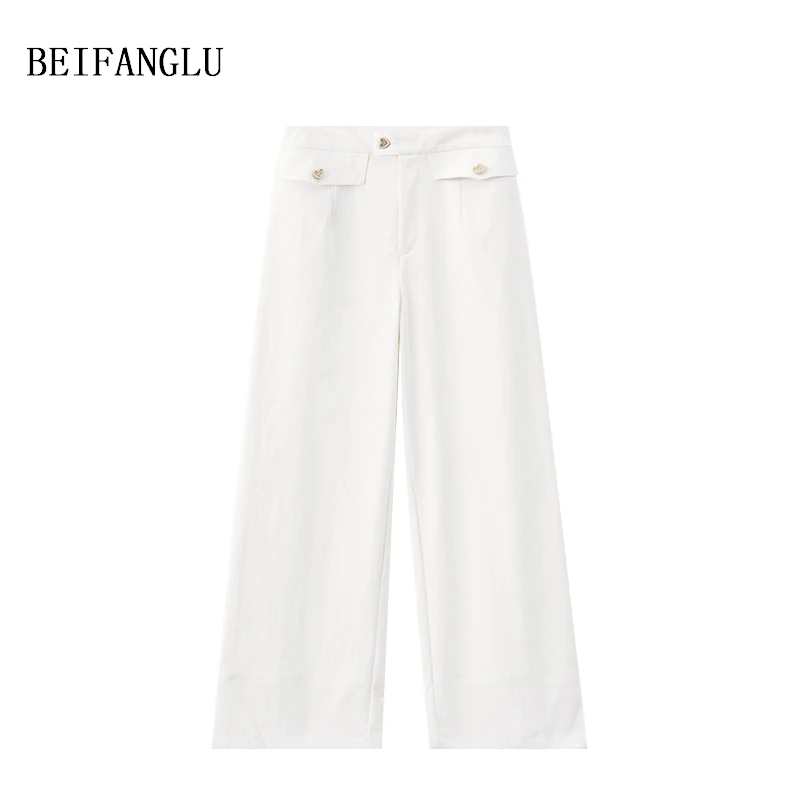 北方鹿 2025年夏季新款显瘦休闲气质高级感长裤简约时尚女士17010