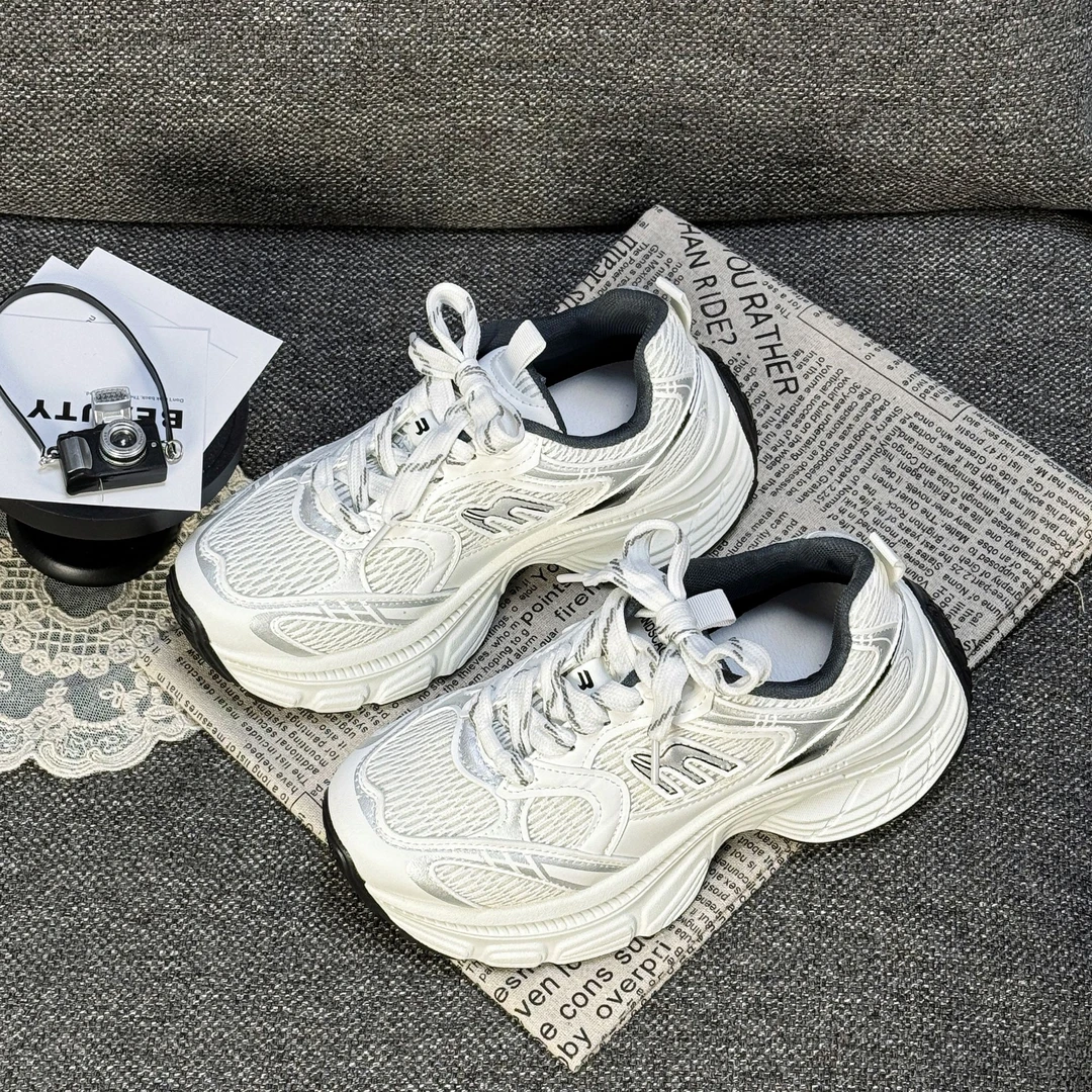 巴黎网面老爹鞋透气重工增高厚底运动鞋女百搭显腿细春夏新款女鞋