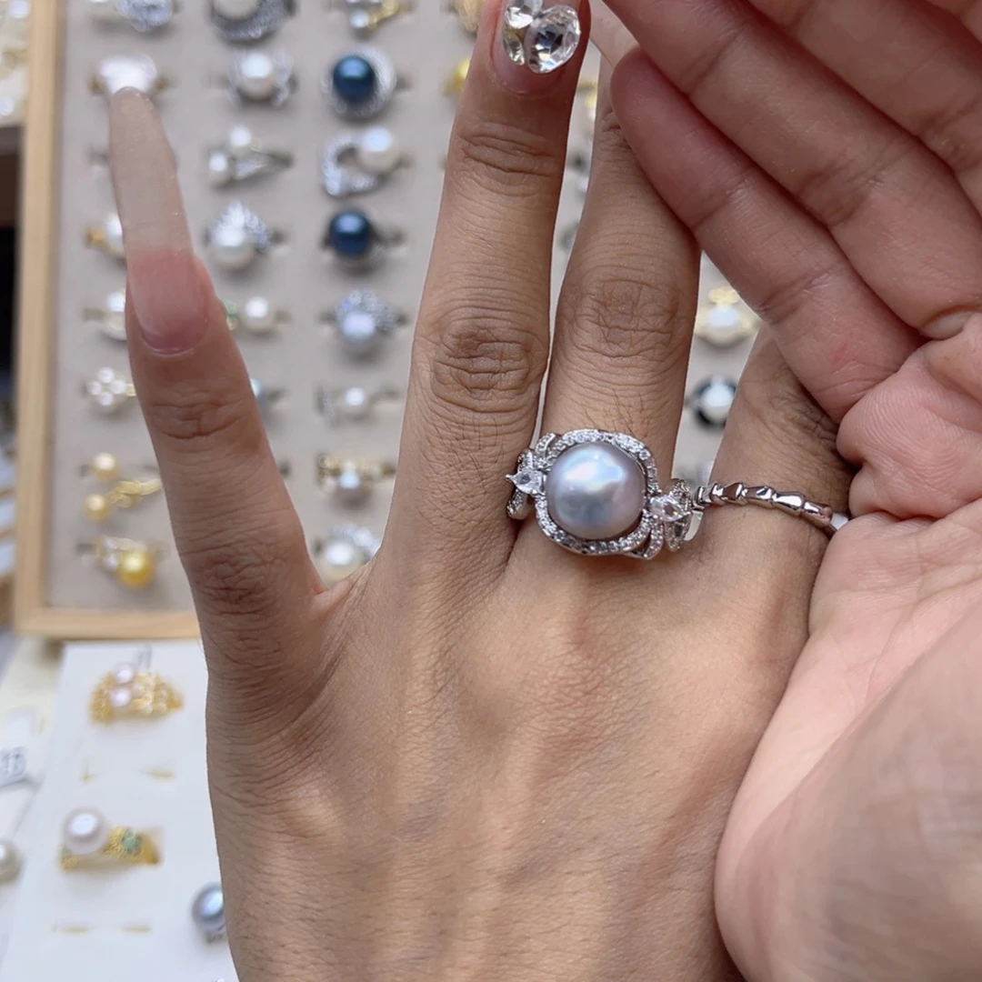 幸***️戒指淡水珍珠合金