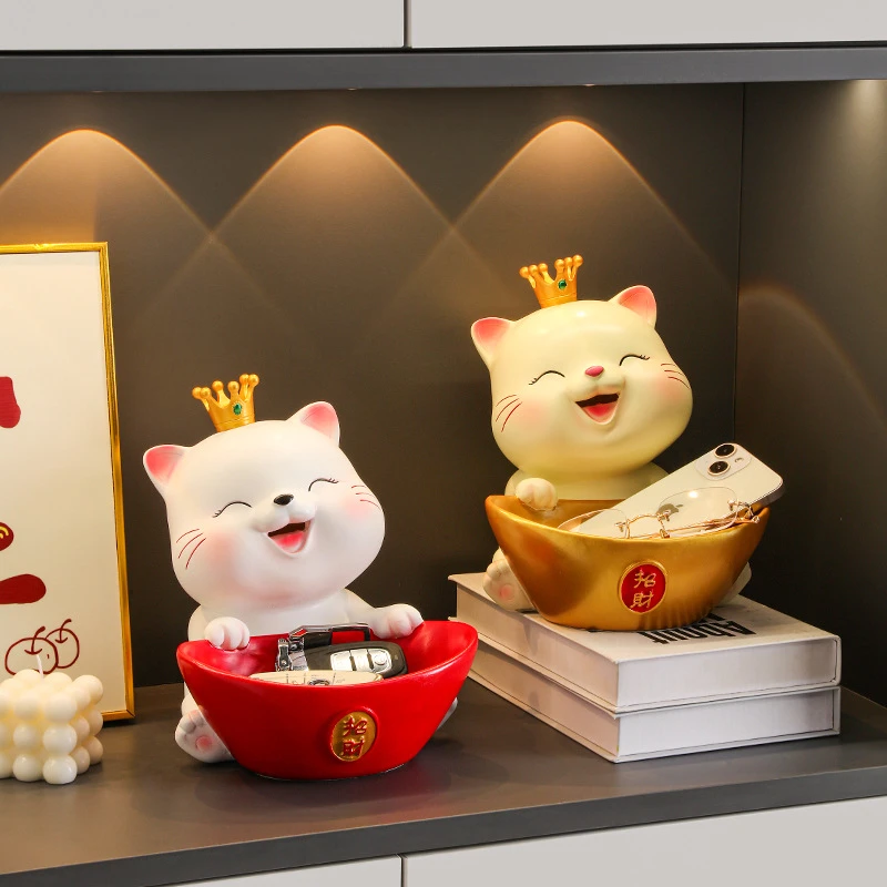 招财猫客厅桌面装饰摆件乔迁新居入户收纳玄关电视柜前台装饰y74