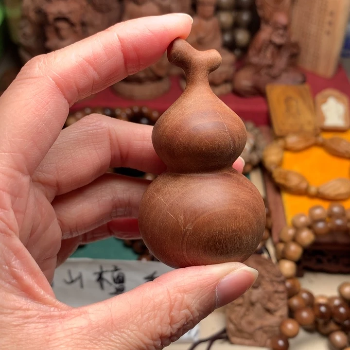 檀香木把件老山檀葫芦瑕疵