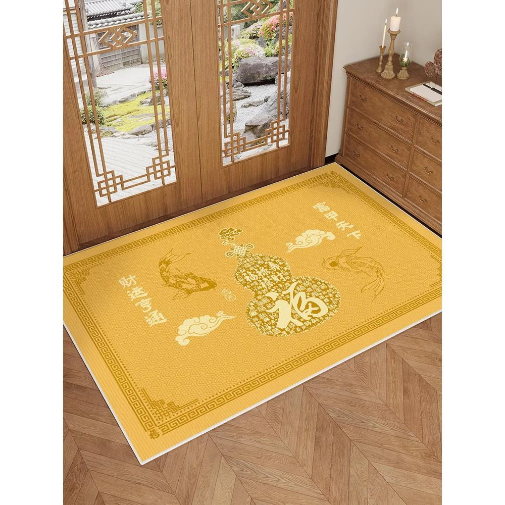 金色乔迁风水可裁剪入户门地垫玄关进门口蹭土脚垫子防滑耐脏黄色