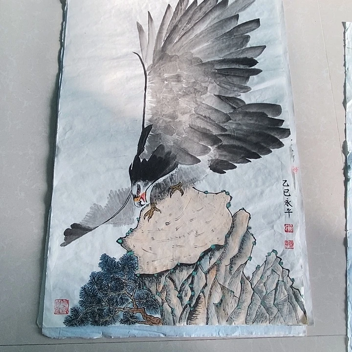 国画四尺三开手绘作品