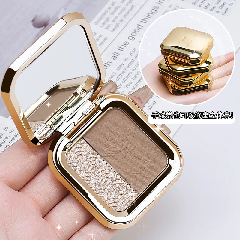 高光修容粉一体盘双色修容盘三色一体高光阴影盘细腻塑颜修饰提亮