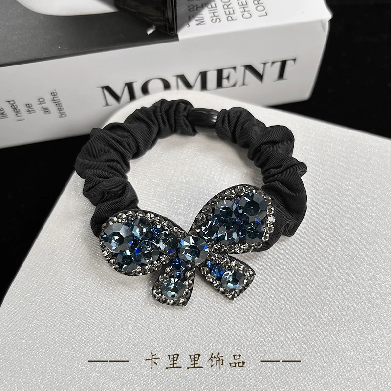 编号2530 优雅蓝色蝴蝶结面膜发圈