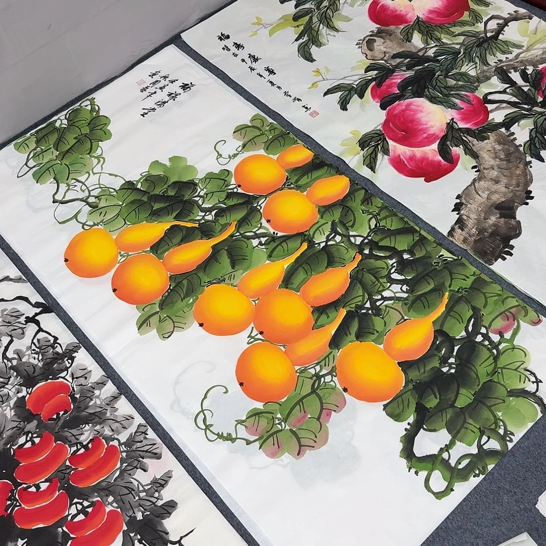 国画四尺尺寸70X140纯手绘作品