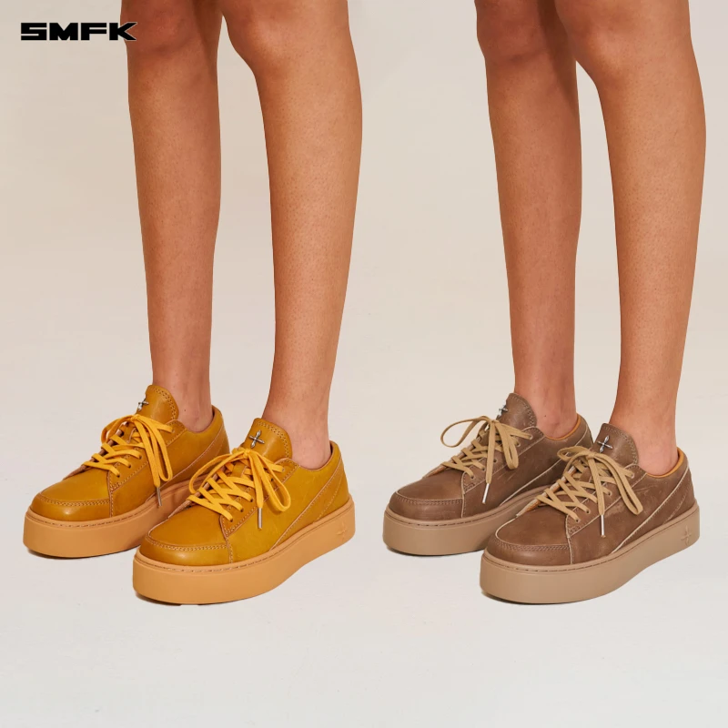 SMFK起源皮质低帮运动鞋S0001GK 休闲英伦风舒适百搭厚底鞋流光风