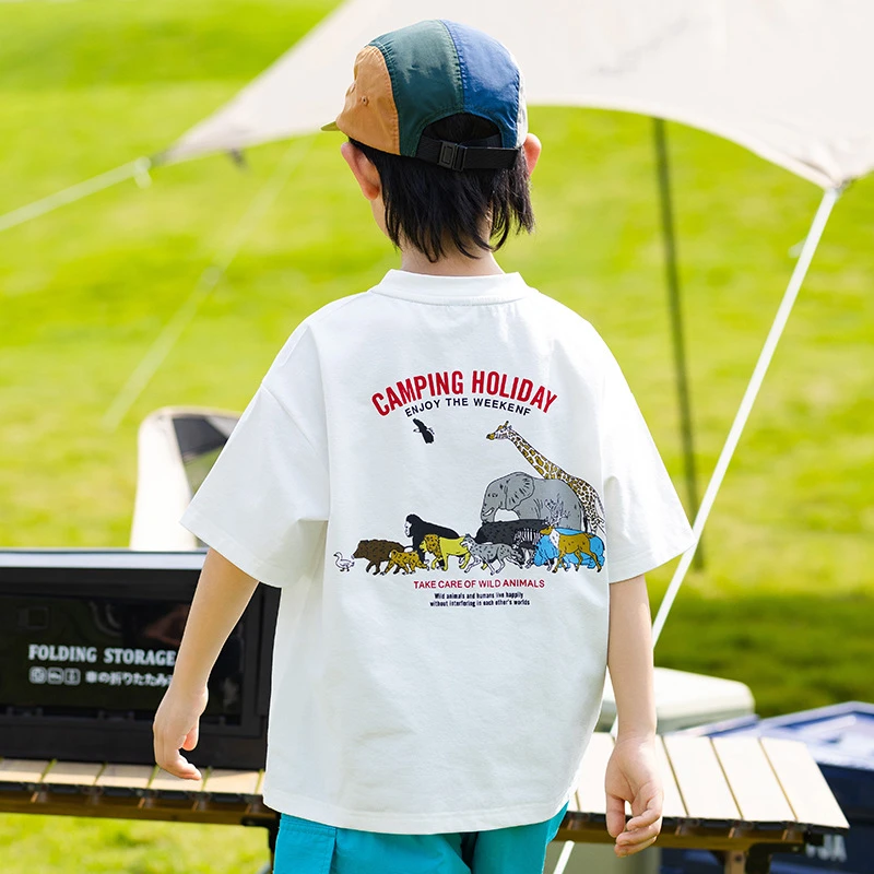 吉米妈【夏日动物园】设计师亲子潮款动物印花抗菌防晒T恤SDT2612