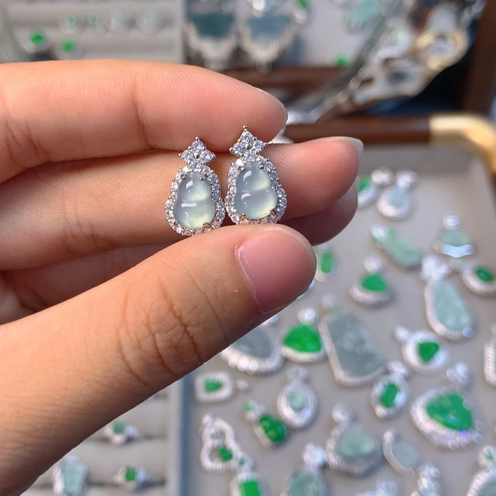 翡翠未镶嵌耳饰耳钉