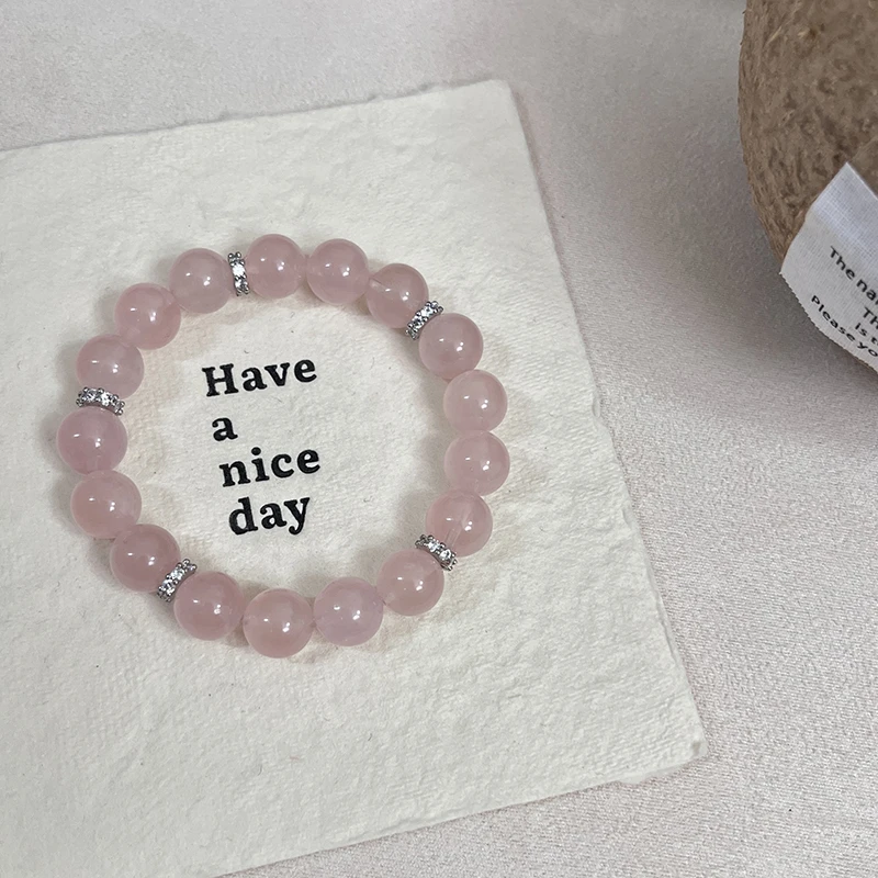 「富家千金」新品天然粉水晶手链小众高级百搭可爱简约女生手串