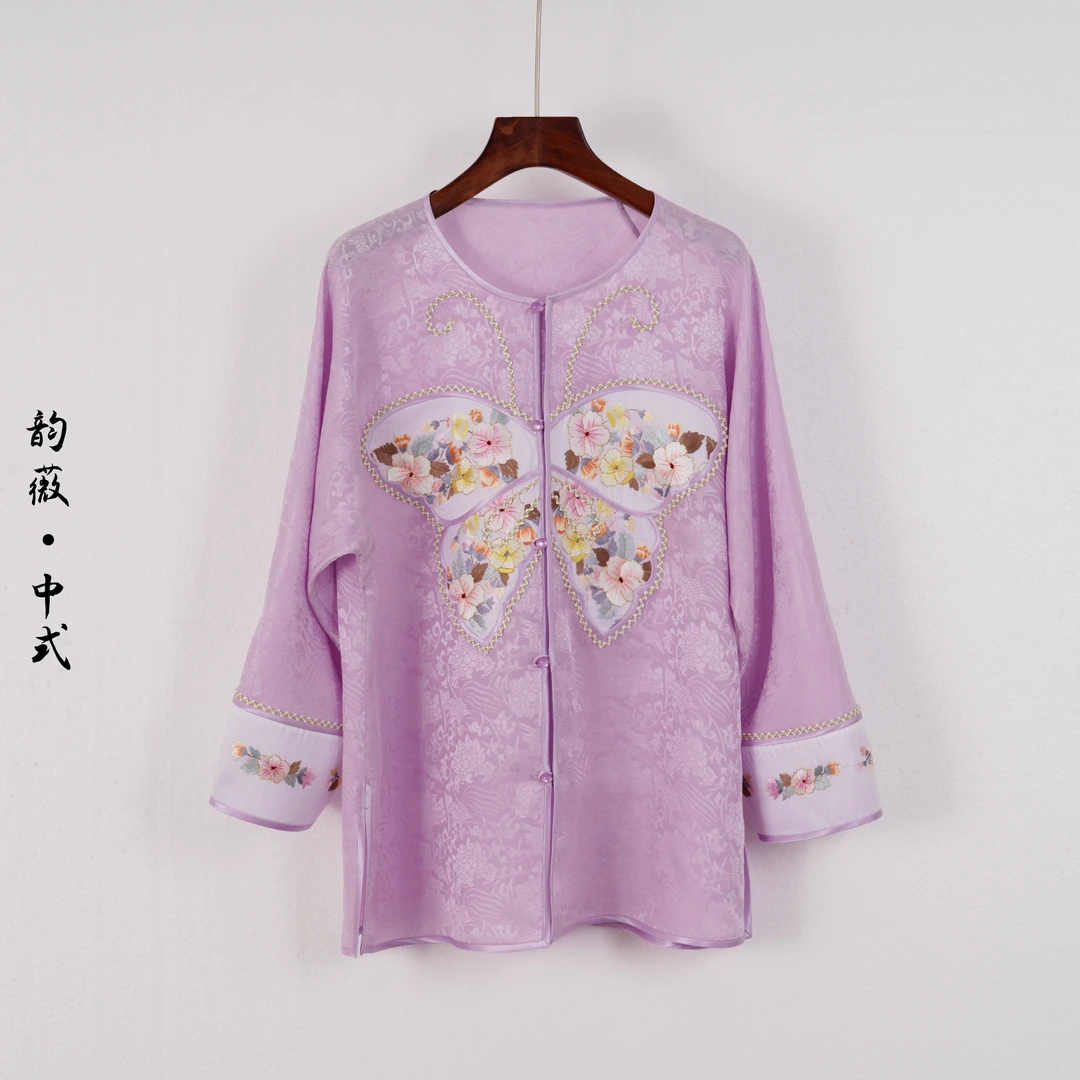 复古日常刺绣新中式女装百搭圆领中国风上衣10057