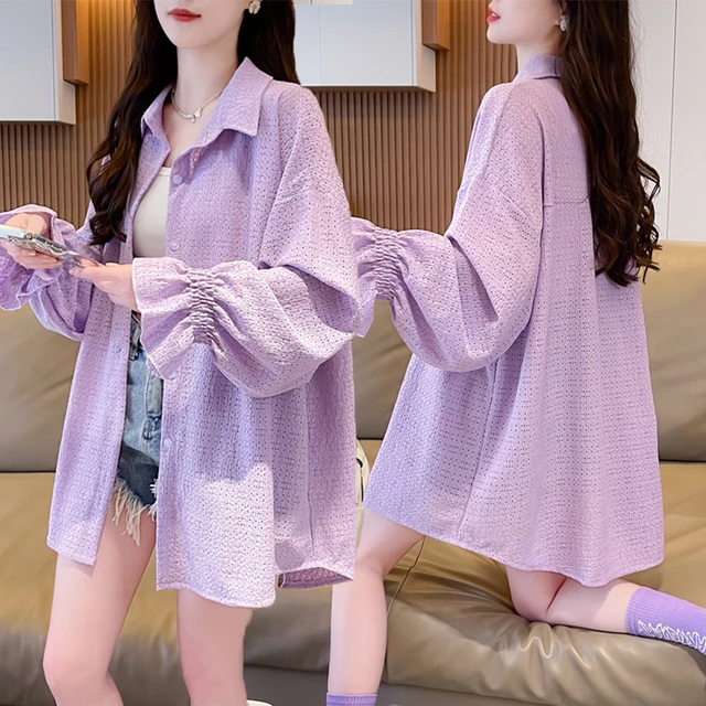 大码女装胖mm设计感防晒衬衫女夏季新款韩版宽松百搭外穿衬衣外套