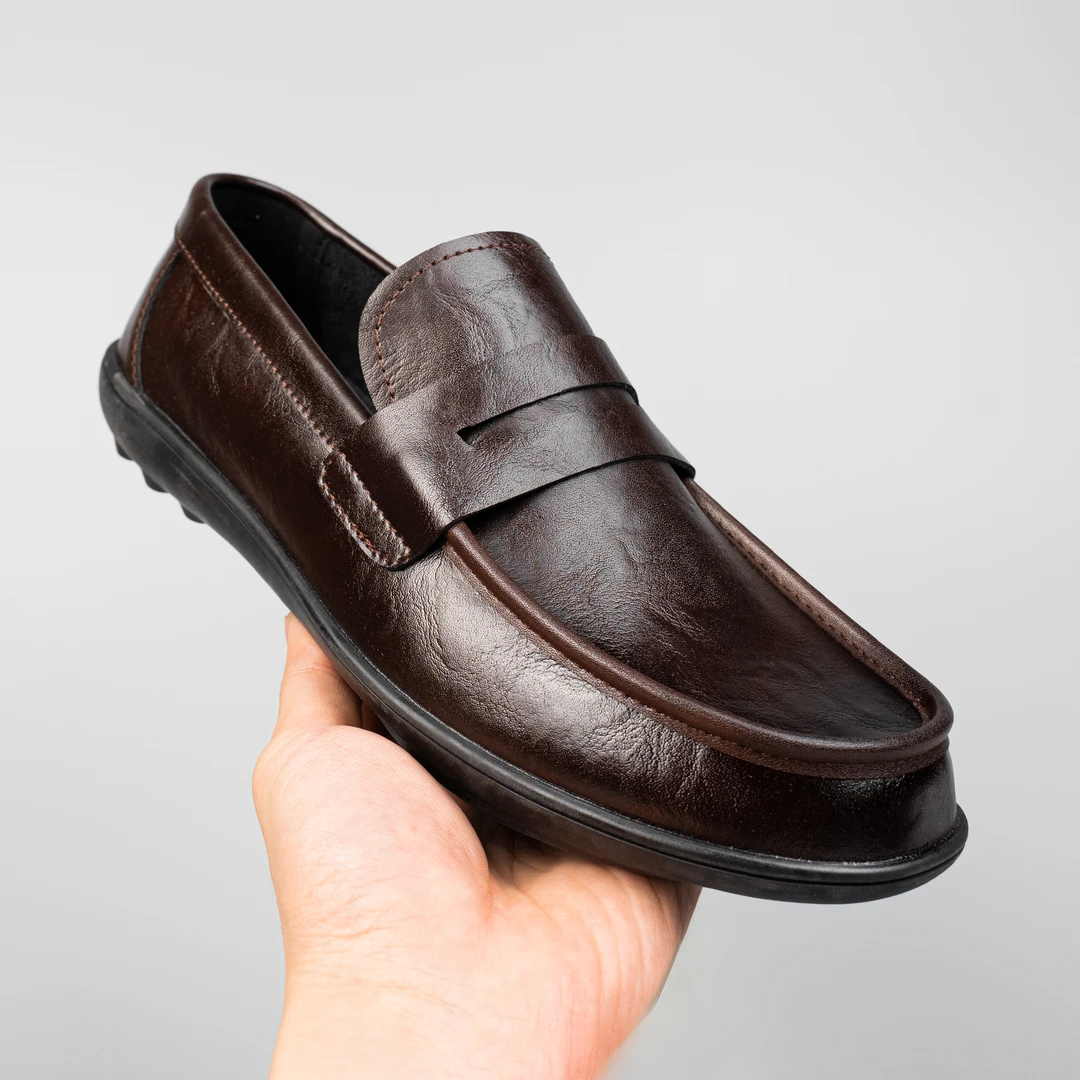 厚底商务休闲一脚蹬真皮豆豆鞋乐福鞋夏季皮鞋鞋子潮鞋黑色时尚