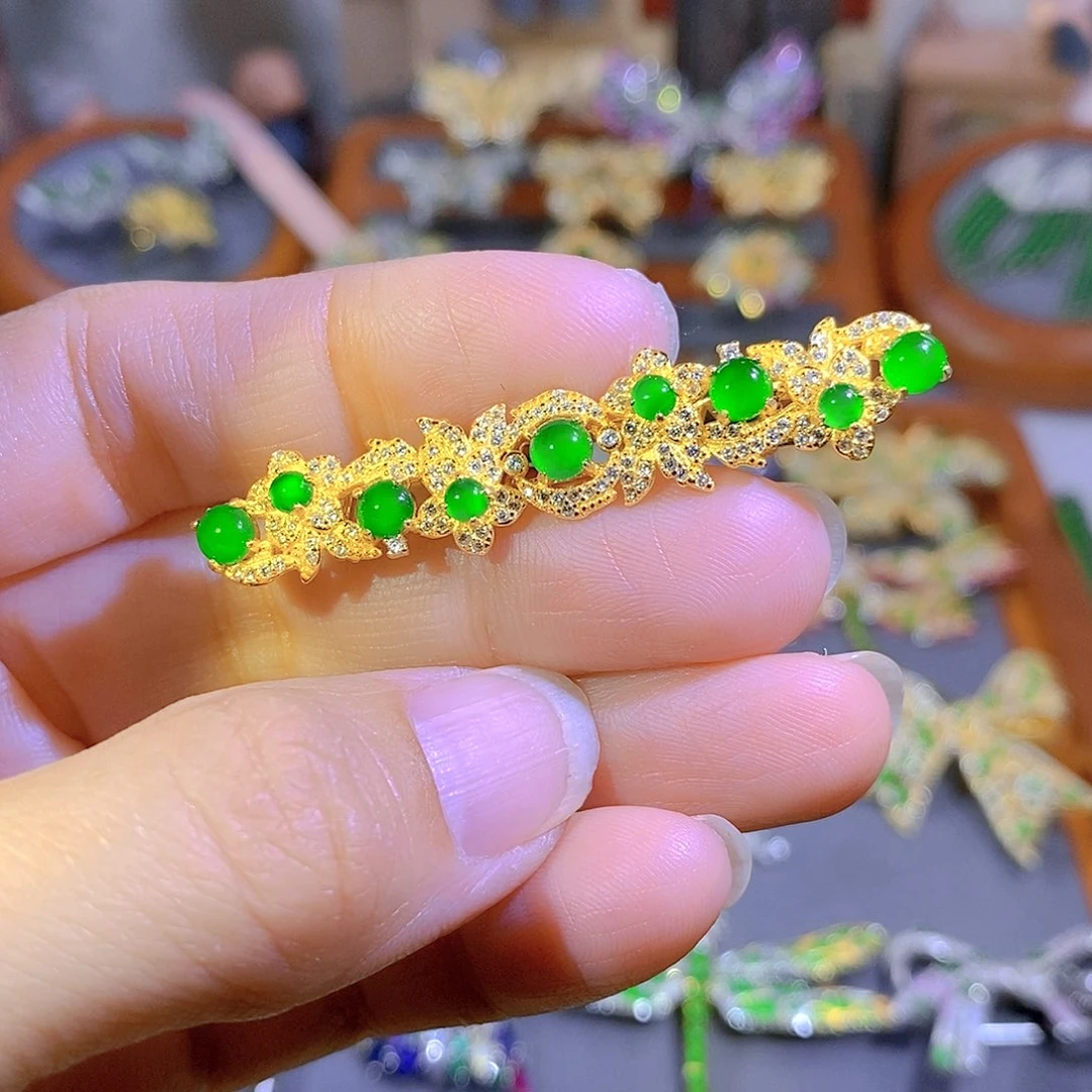 颈饰银S925镶嵌翡翠