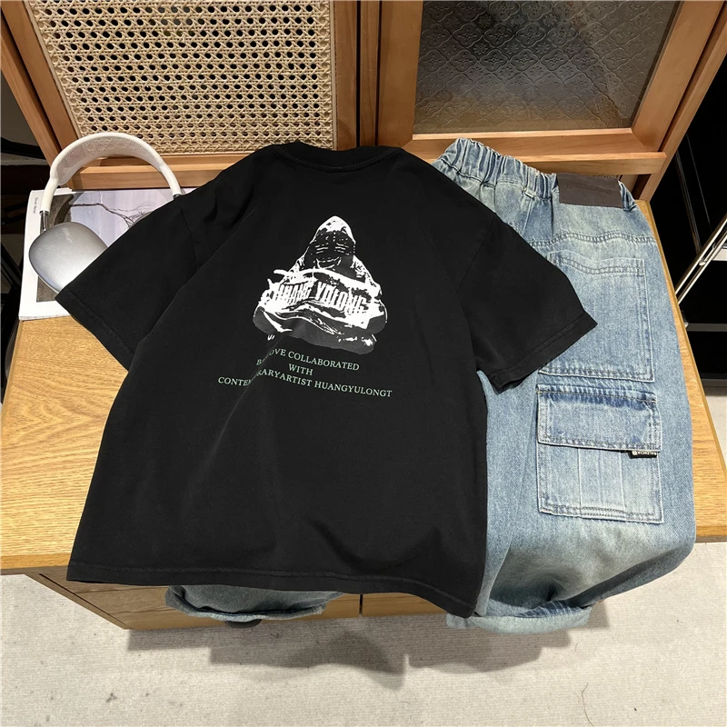 吴小越w1064男童夏款短袖圆领数码印花韩版棉t恤中大童儿童上衣