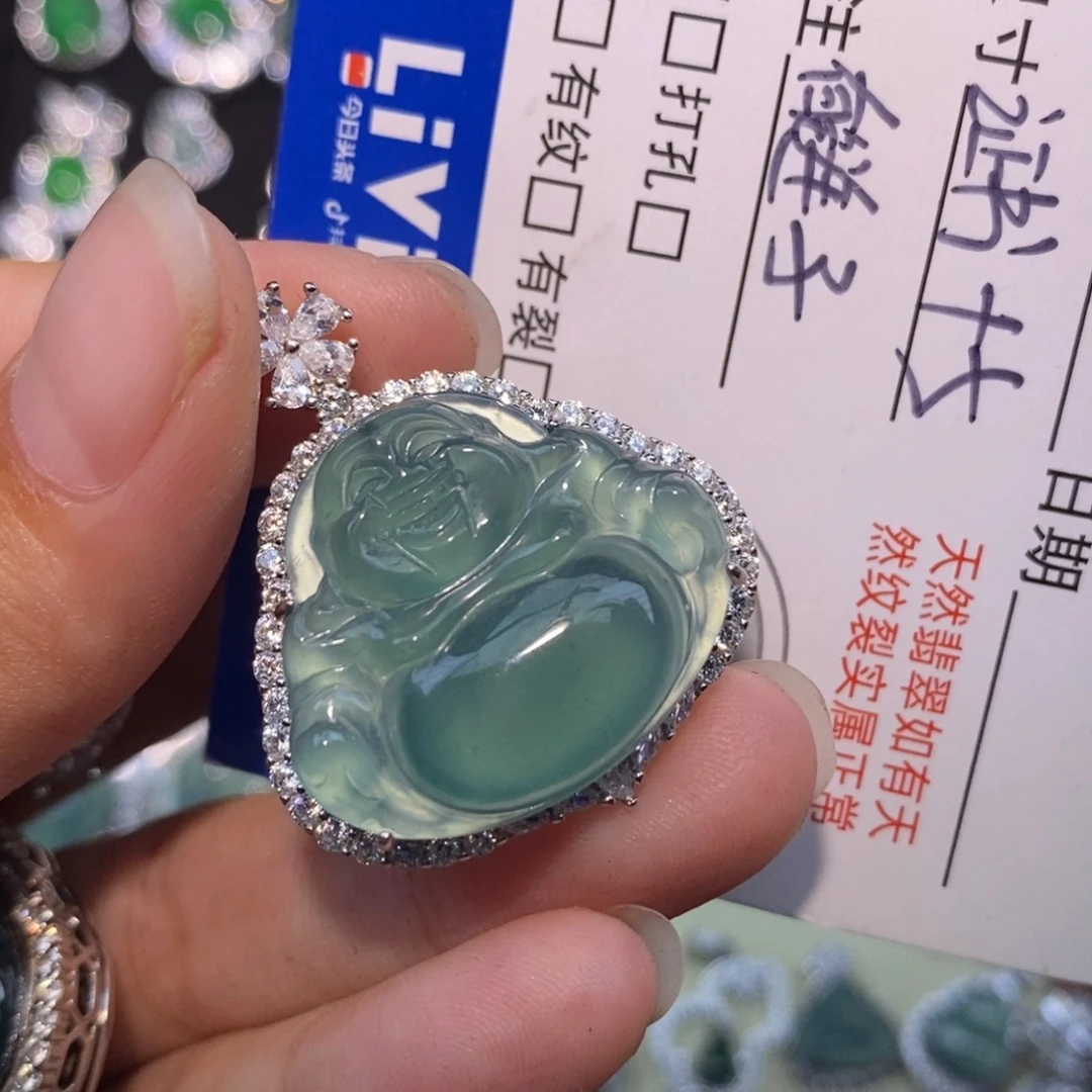 颈饰银S925镶嵌翡翠天然