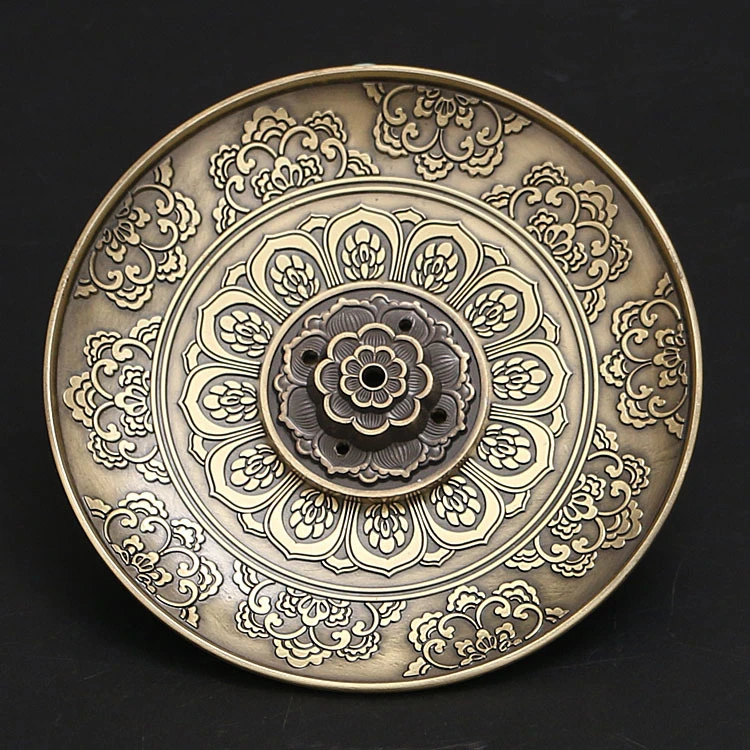莲花香插香盘香托座中式仿古铜香炉插香古典龙凤熏香炉线香插托