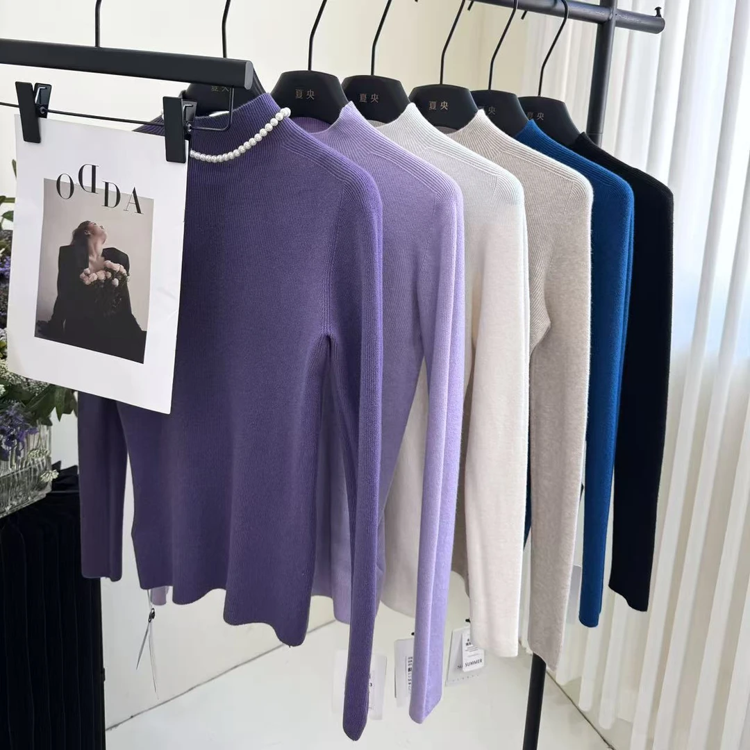 【高品质一线成衣无缝】2025冬季新款韩系长袖针织打底衫#9053