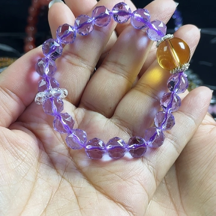 巴西黄水碧玺（处理）原创设计紫黄手链