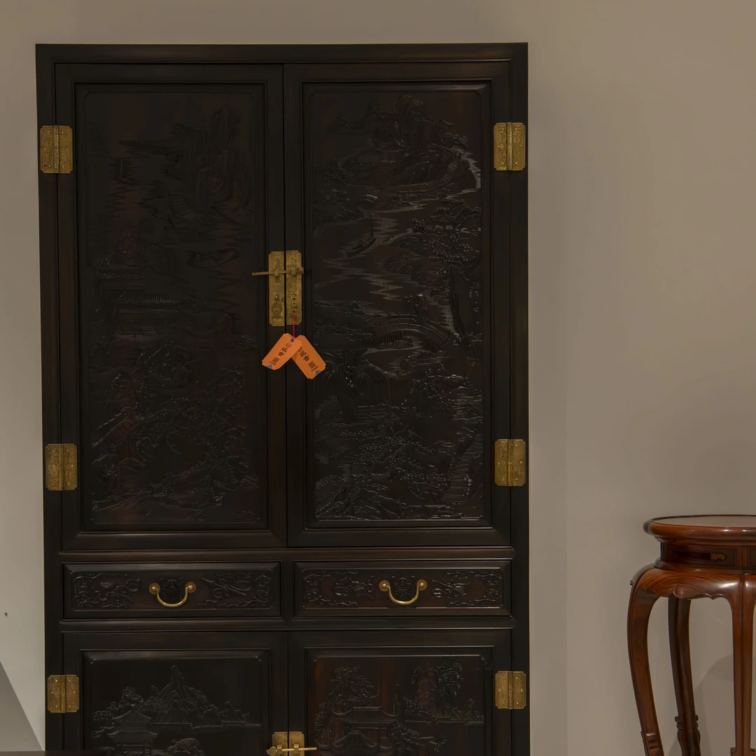 大叶紫檀渔樵耕读书柜