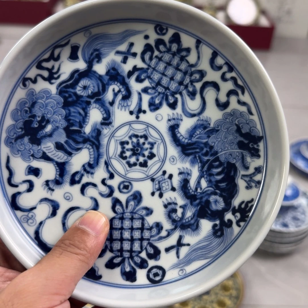杯青花狮子大壶承