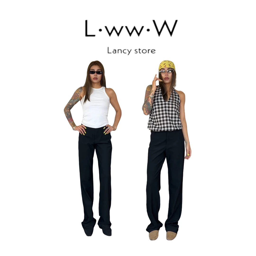 【长腿精】无腰头弹力中腰宽松直筒百变腿精西裤