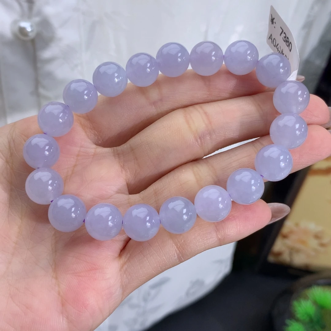 翡翠未镶嵌手串卡10冰胶紫手串