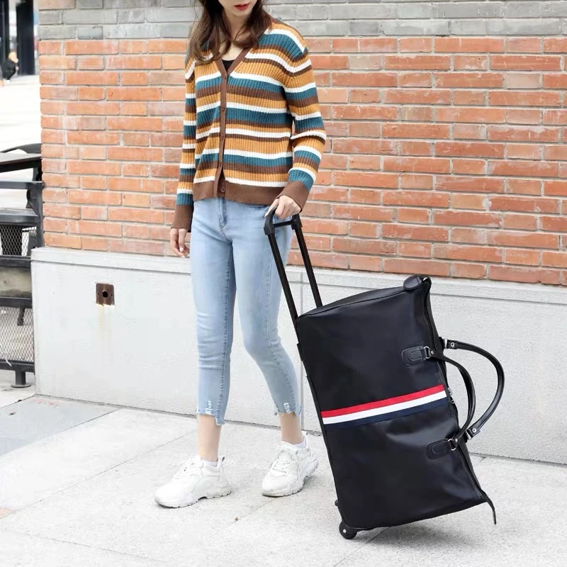 韩版撞色大容量拉杆包男女短途手提旅行包旅游登机箱包学生行李袋