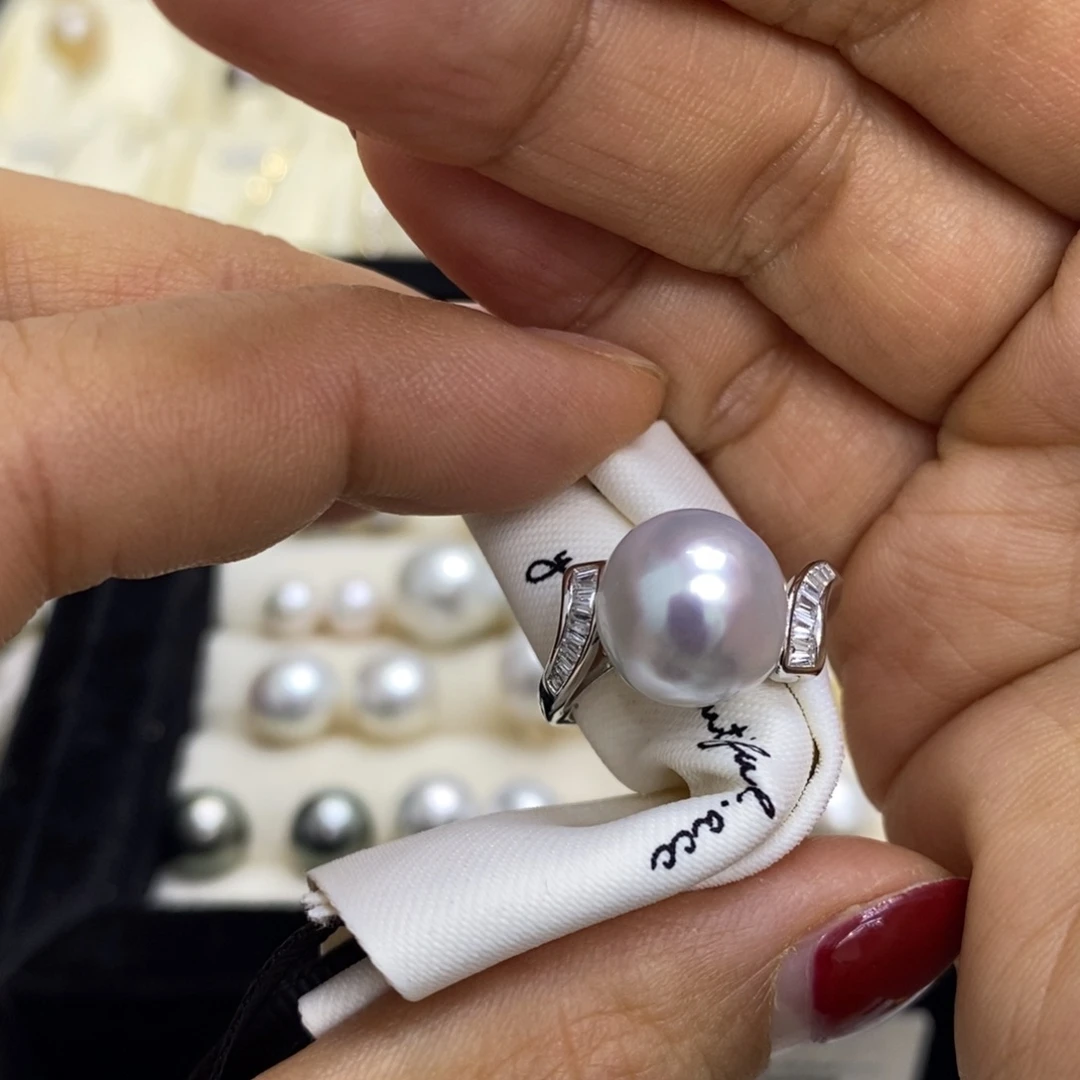 海水珍珠戒指银S925镶嵌