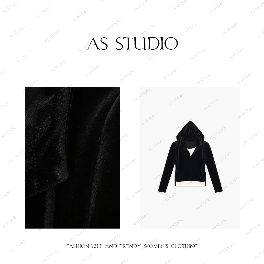 【AS黑松露】24新假两件加绒加厚连帽套头丝绒卫衣AS24DSY3186