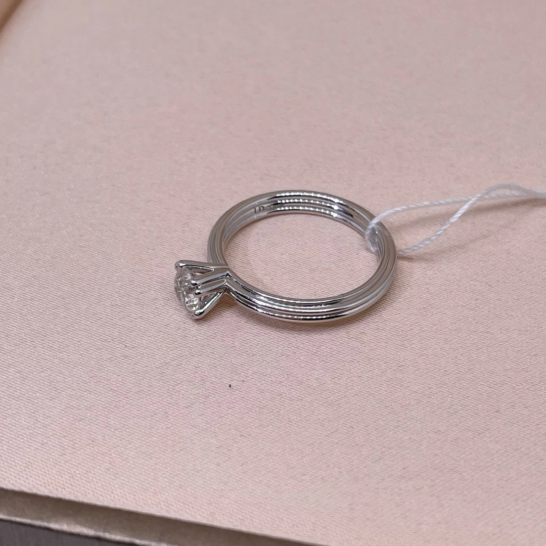 18K金主钻50分DO家经典四爪独钻女戒净度SI颜色FG12#