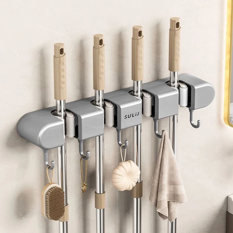 西邮哥【新疆包邮】拖把壁挂夹扫把拖布挂钩免打孔拖把夹架卫生间