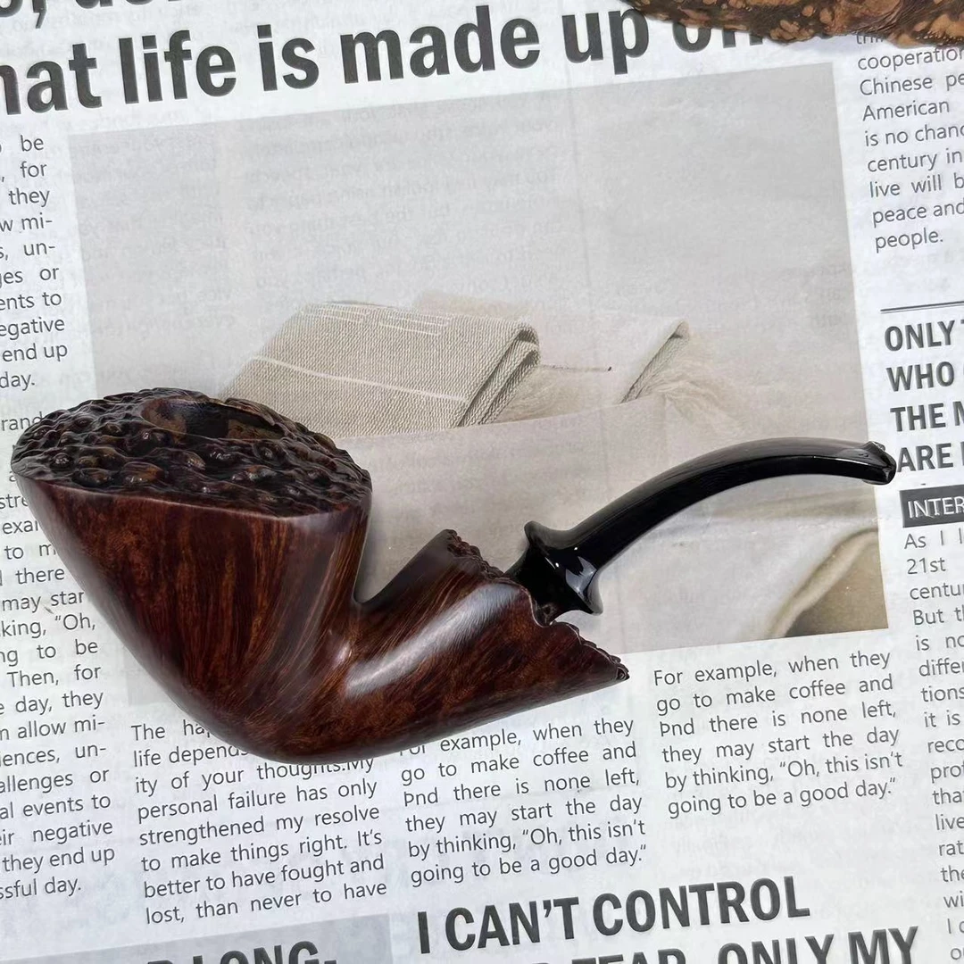 石楠木手工烟斗双瘤皮精品满火焰纹自由式大斗