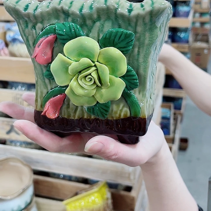 有孔，凑10元包邮陶瓷花盆发货！